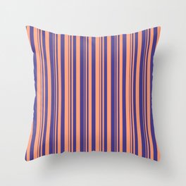 [ Thumbnail: Light Salmon and Dark Slate Blue Colored Pattern of Stripes Throw Pillow ]