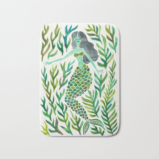 Kelp Forest Mermaid – Green Palette Bath Mat