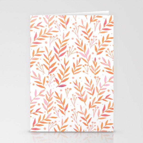 Watercolor branches - pastel orange and pink Stationery Cards