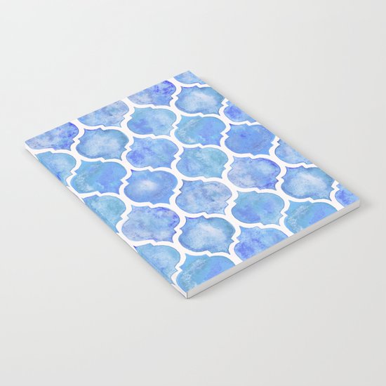 Cornflower Blue Moroccan Hand Painted Watercolor Pattern Notebook