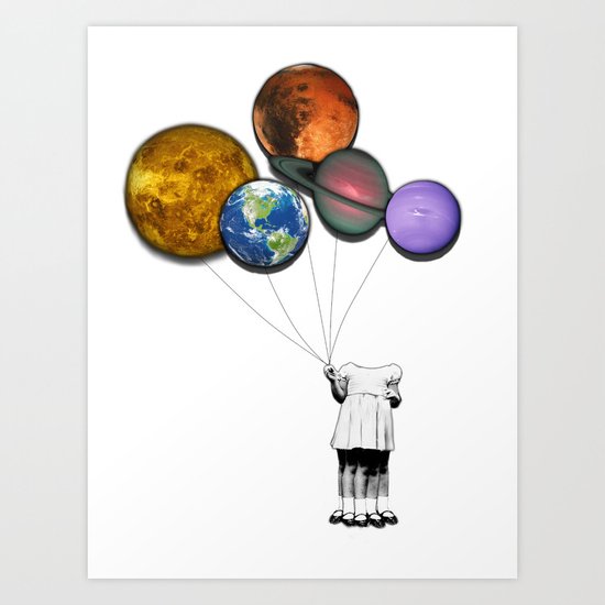 Planet balloon girl Art Print
