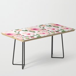 Pink Peach Summer Flowers Coffee Table