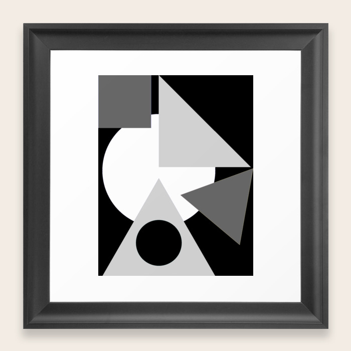 Abstract Shapes Art In Grey Simple Artwork Modern Decor Gift