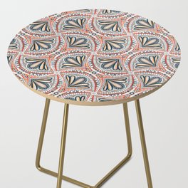 Textured Fan Tessellations in Red, White, Orange and Indigo Side Table