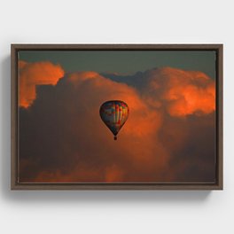 Balloon flight at sunset Framed Canvas