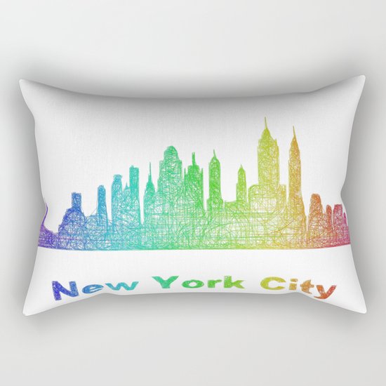 Rainbow New York City skyline Rectangular Pillow