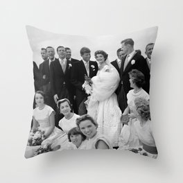 John and Jackie Kennedy With Their Wedding Party - 1953 Throw Pillow