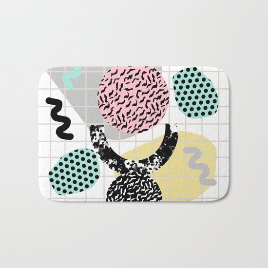 Righteous - abstract minimal throwback retro memphis style art decor wacka design Bath Mat