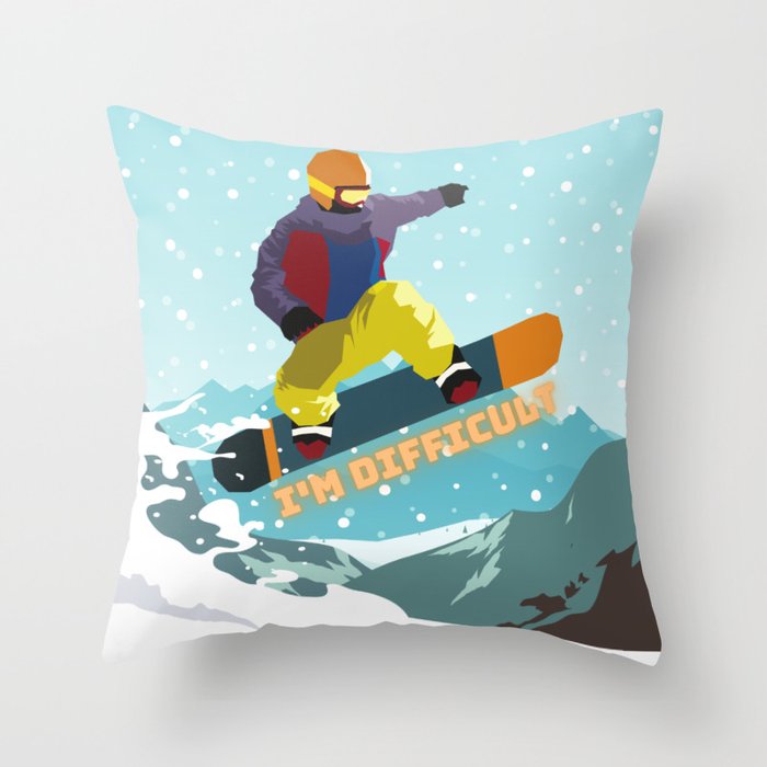 I'm Difficult - Skier Passion Throw Pillow