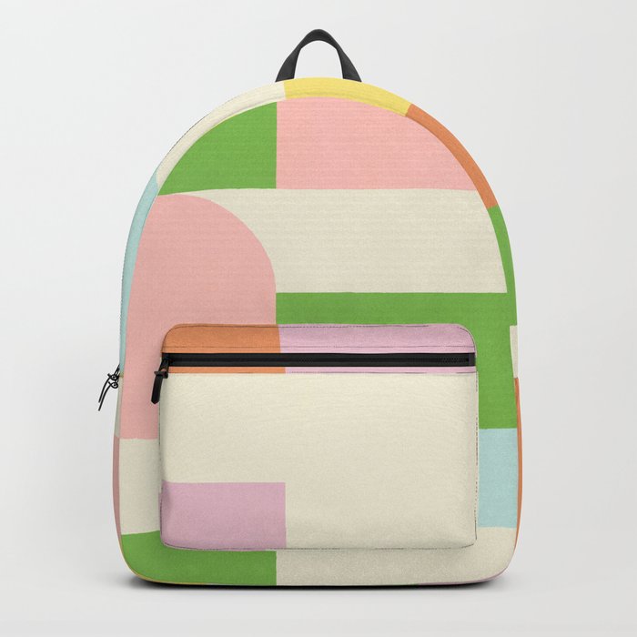 Neon Pastel Geometric block Pattern Backpack