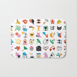 Relevant Symbols Bath Mat | Bubble, Elephant, Love, Universe, Emoji, Drawing, Sunshine, Moon, Popsicle, Knoll 