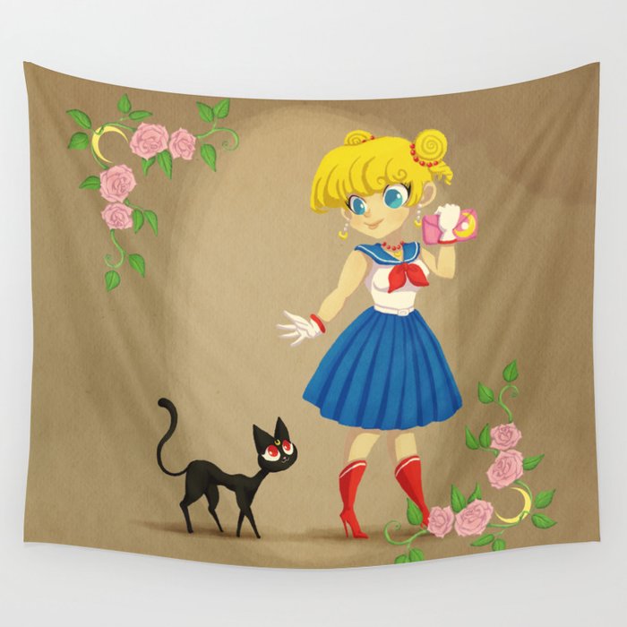 Retro Sailor Moon Wall Tapestry