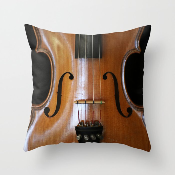 Close-up of Beautiful Violin Black Background #decor #society6 #buyart Throw Pillow