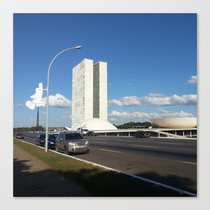 Brazil Photography - National Congress Building In Brasilia Canvas Print