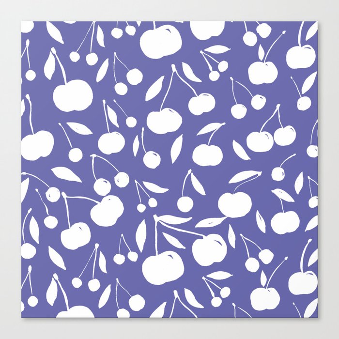 Cherries pattern - very peri Canvas Print