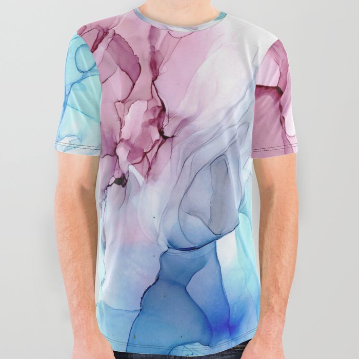 Pink Blue Abstract 31922 Alcohol Ink Painting by Herzart All Over Graphic Tee