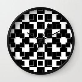3D Optik Schwarz/Weiß Kariert - Muster Karos in Karos  Wall Clock