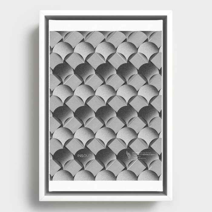 Repetition of black and white shapes and lines Framed Canvas