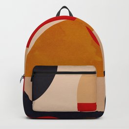 Modern Abstract Mid Century 2 Backpack | Retro, Interior, Watercolor, Colors, Geometric, Orange, Modern, Pattern, Graphicdesign, Decoration 
