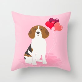 Beagle dog lover valentines day heart balloons must have gifts for beagles Throw Pillow
