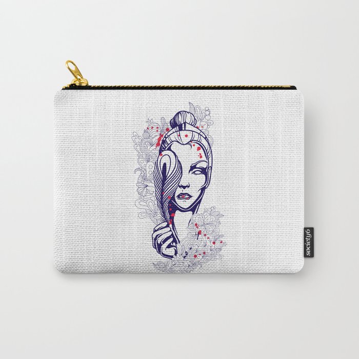 Woman Behind Floral Pattern Carry-All Pouch