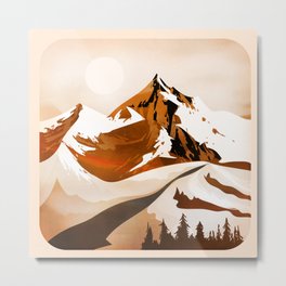 Peaceful Snowy Peak Sunset Metal Print