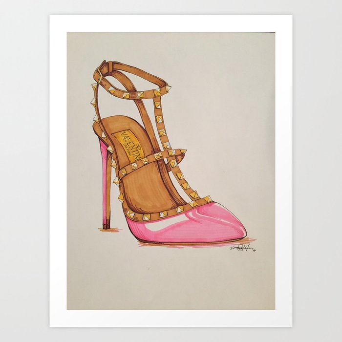 Fashion Drawing: Valentino Heel Art Print