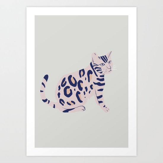 Cat's Aberration, animal, cat art print, illustration Art Print