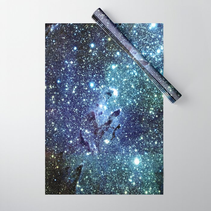 GalaxY Nebula Blue Teal Indigo Wrapping Paper