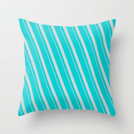 [ Thumbnail: Dark Turquoise & Light Gray Colored Lines/Stripes Pattern Throw Pillow ]