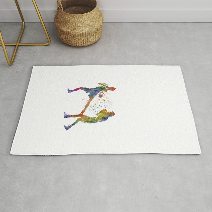 muay thai karate in watercolor Rug