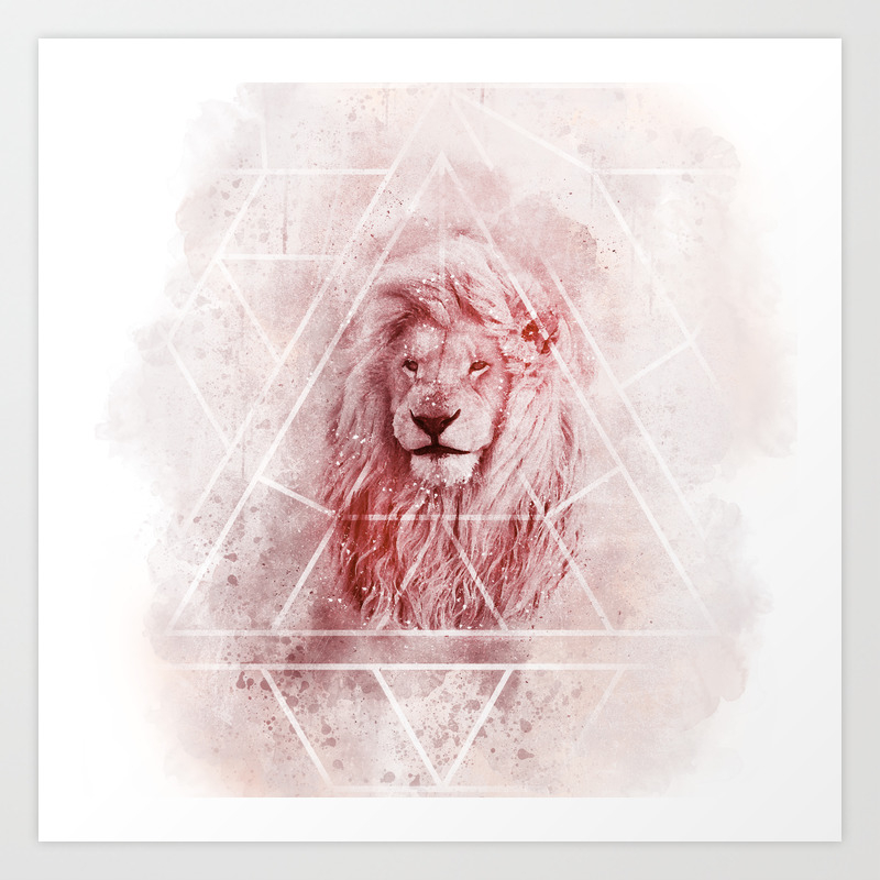 Sacred Majestic Red Lion Spirit Animal Art Print by Blue Thistle Art |  Society6