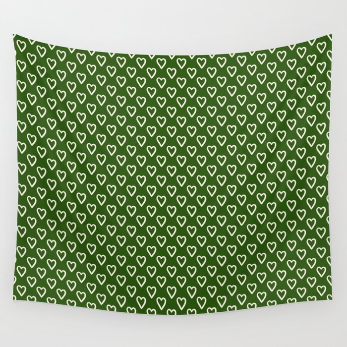  Green and white hearts for Valentines day Wall Tapestry