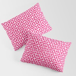 Hot Pink and White Greek Key Pattern Pillow Sham