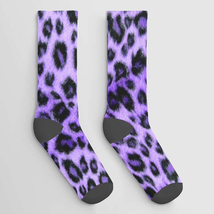 Purple Leopard Print Socks