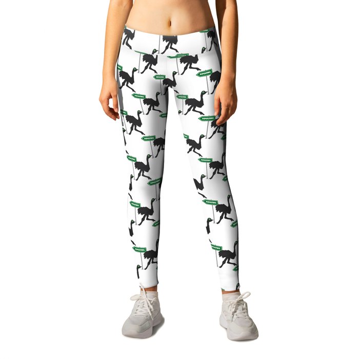 No Adulting Today Ostrich Humorous Design Leggings
