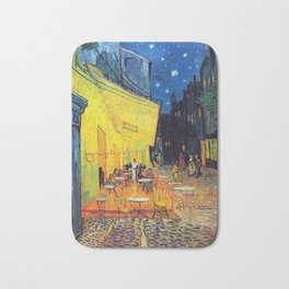 Vincent Van Gogh - Cafe Terrace at Night (new color edit) Bath Mat | Art, Terrasse, Urban, Masterpiece, Bestselling, Vangogh, Cafe, Yellow, Street, Life 