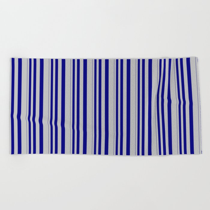 Blue & Grey Colored Stripes Pattern Beach Towel