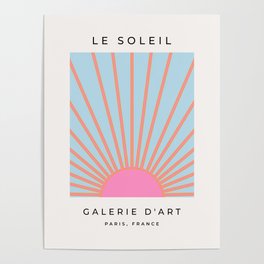 Le Soleil | 02 - Abstract Retro Sun Pink And Blue Print Preppy Modern Sunshine Poster