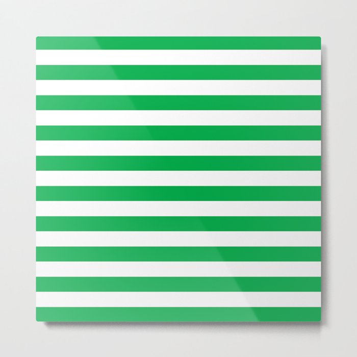 Horizontal Green Stripes Metal Print