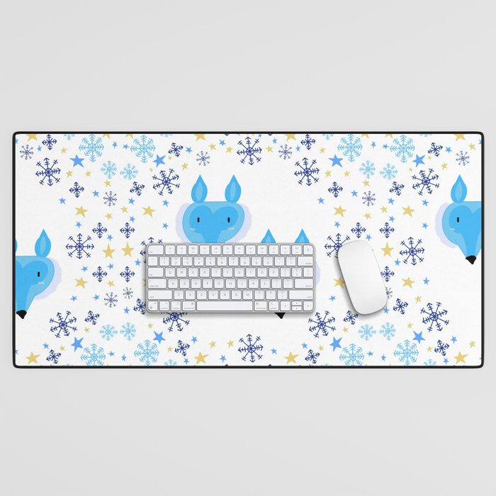 Holiday Foxes Desk Mat