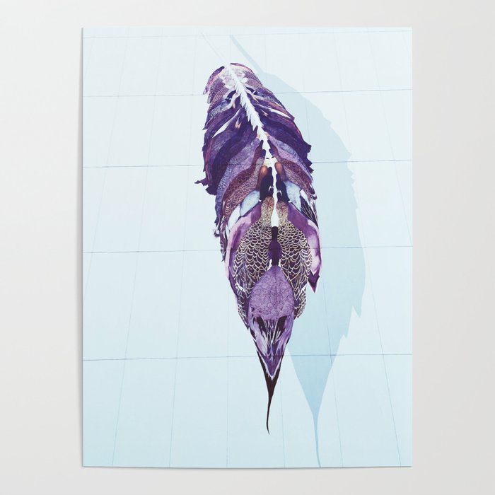 Icelandic wall art. A colorful feather formed with many ducks sitting next to each other. Poster