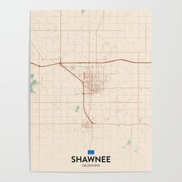 Shawnee, Oklahoma, United States - Vintage City Map Poster