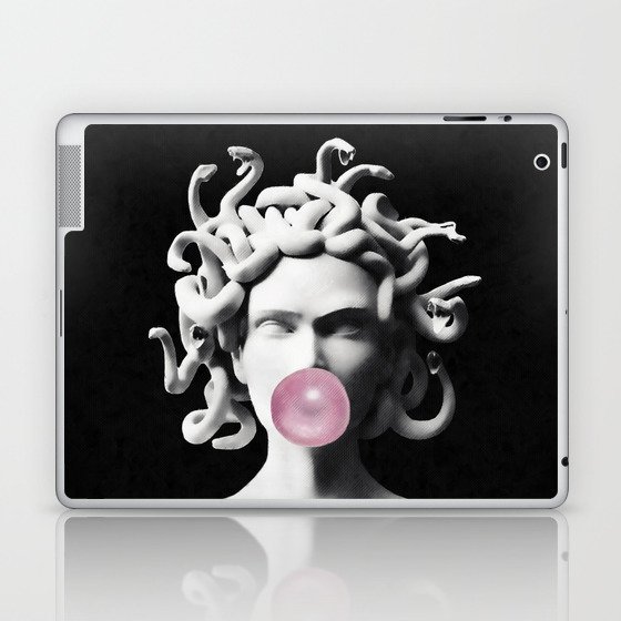 Medusa blowing pink bubblegum bubble Laptop & iPad Skin