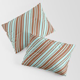 [ Thumbnail: Sienna and Turquoise Colored Lines Pattern Pillow Sham ]
