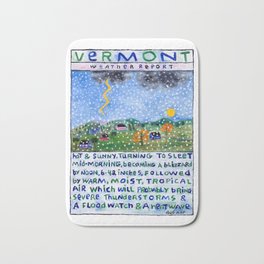 Vermont Weather Report Bath Mat | Folkart, Sunny, Heat, Blue, Outsiderart, Flood, Primitive, Weather, Curated, Lightning 