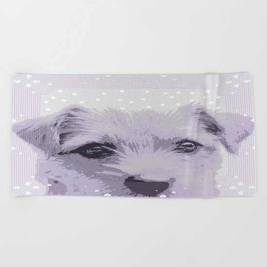 Curious little dog waiting for you - funny dog portrait Beach Towel