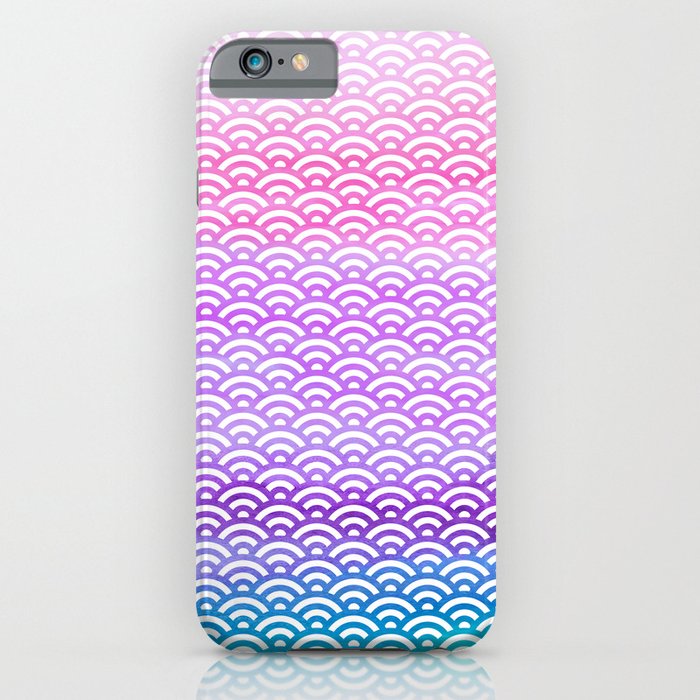 Candy Pop Watercolor Seigaiha Pattern iPhone Case