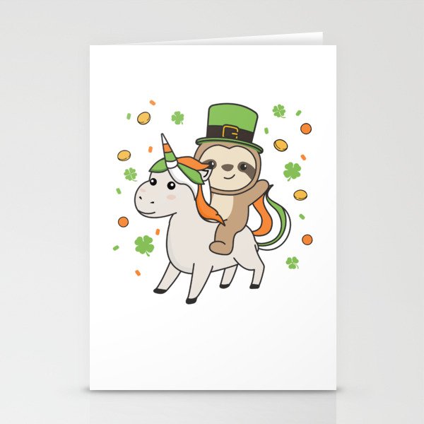 Sloth With Unicorn St. Patrick's Day Ireland Stationery Cards