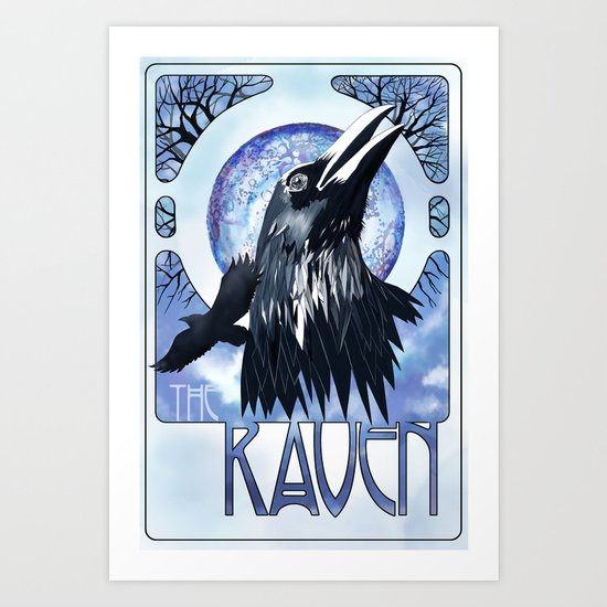 The Raven and The Moon Art Print